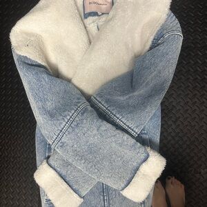 BCBGeneration Light Blue Denim Jacket with White